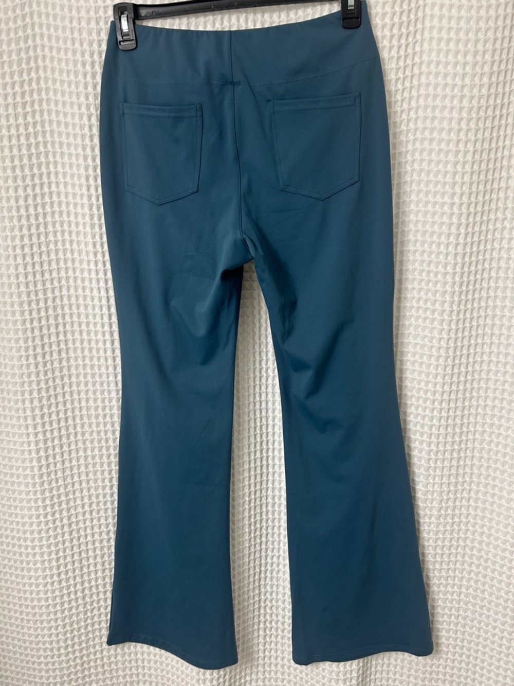 NWT Halara Teal High Waisted Flare Work Leisure Pants Stretch Back Pocket Large - Picture 3 of 5